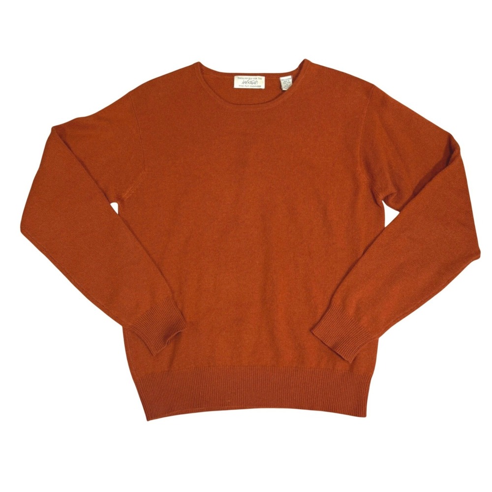 Vintage Lord & Taylor Womens Cashmere Sweater Orange Crewneck Two Ply Pullover S